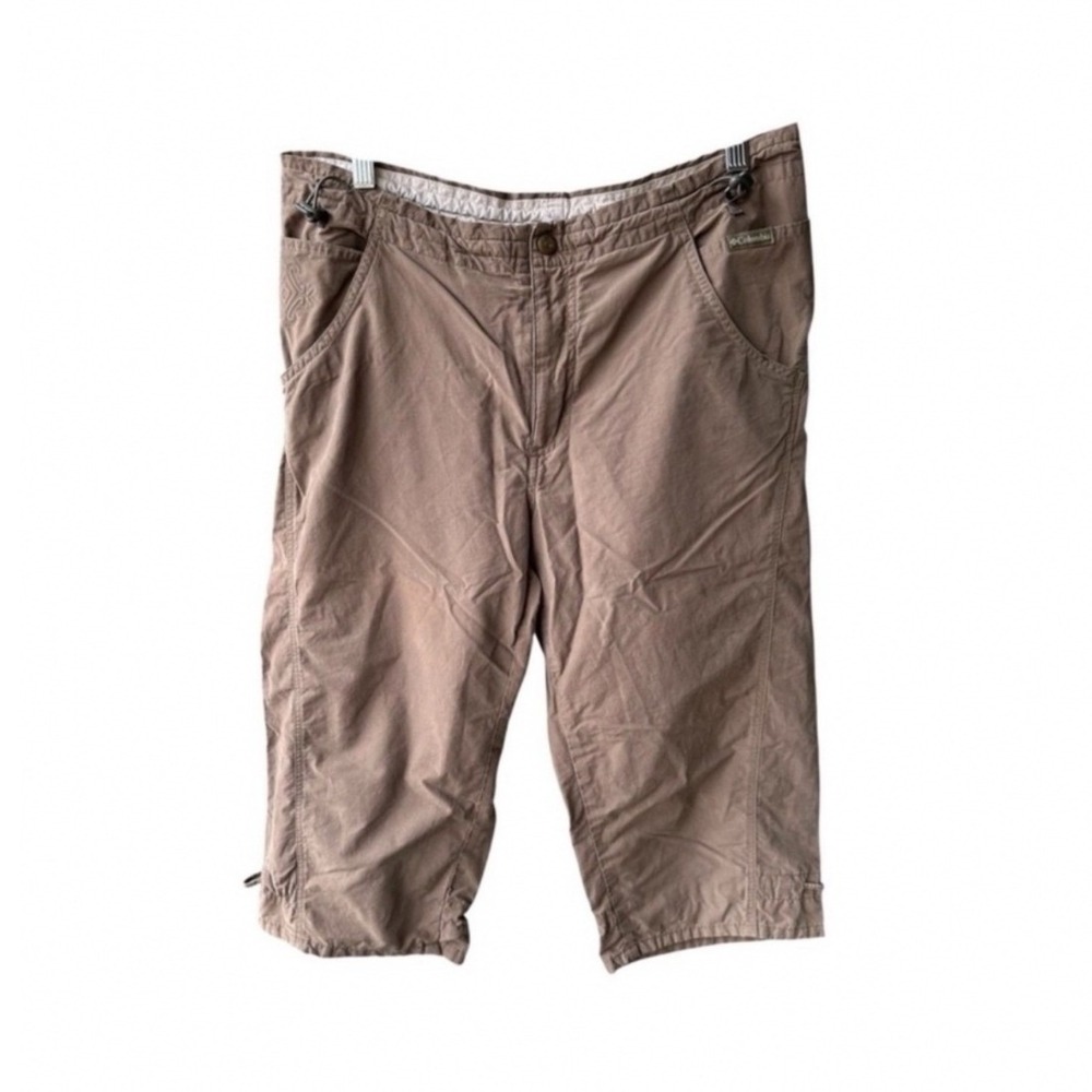 Columbia Pants Capri Crop Shorts Tan Cotton Nylon Hiking Outdoor Active Medium